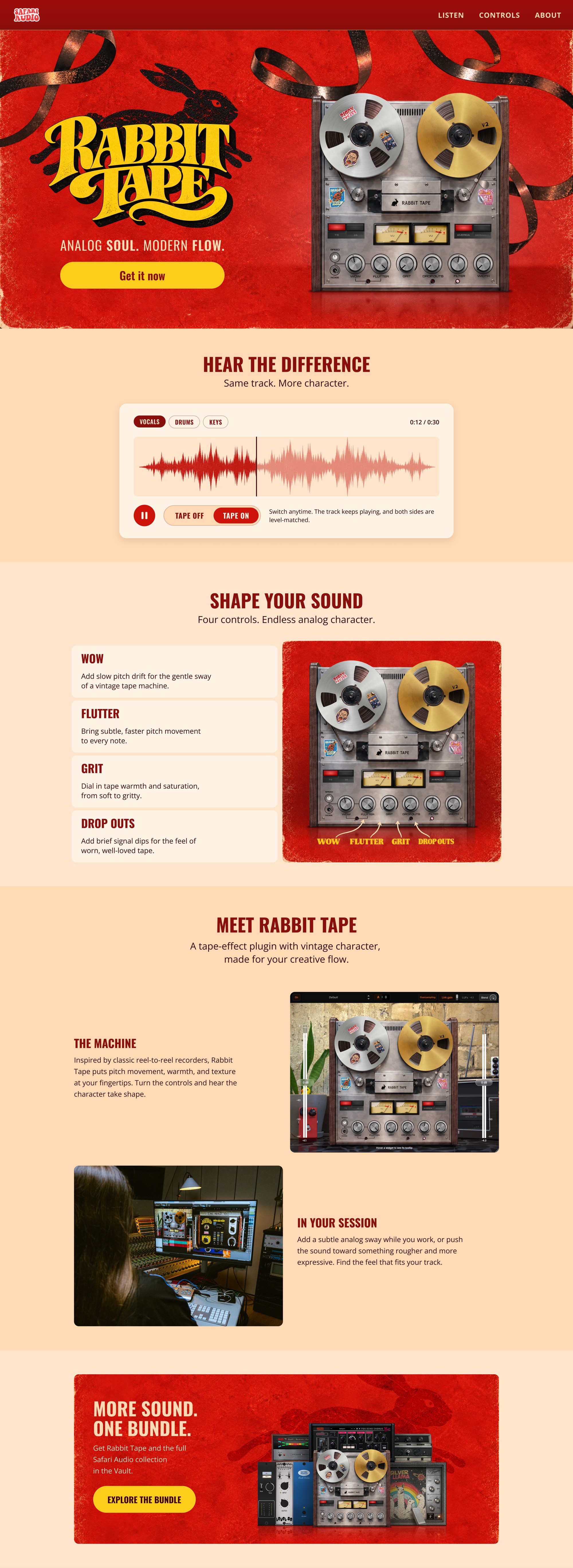 Rabbit Tape landing page on desktop