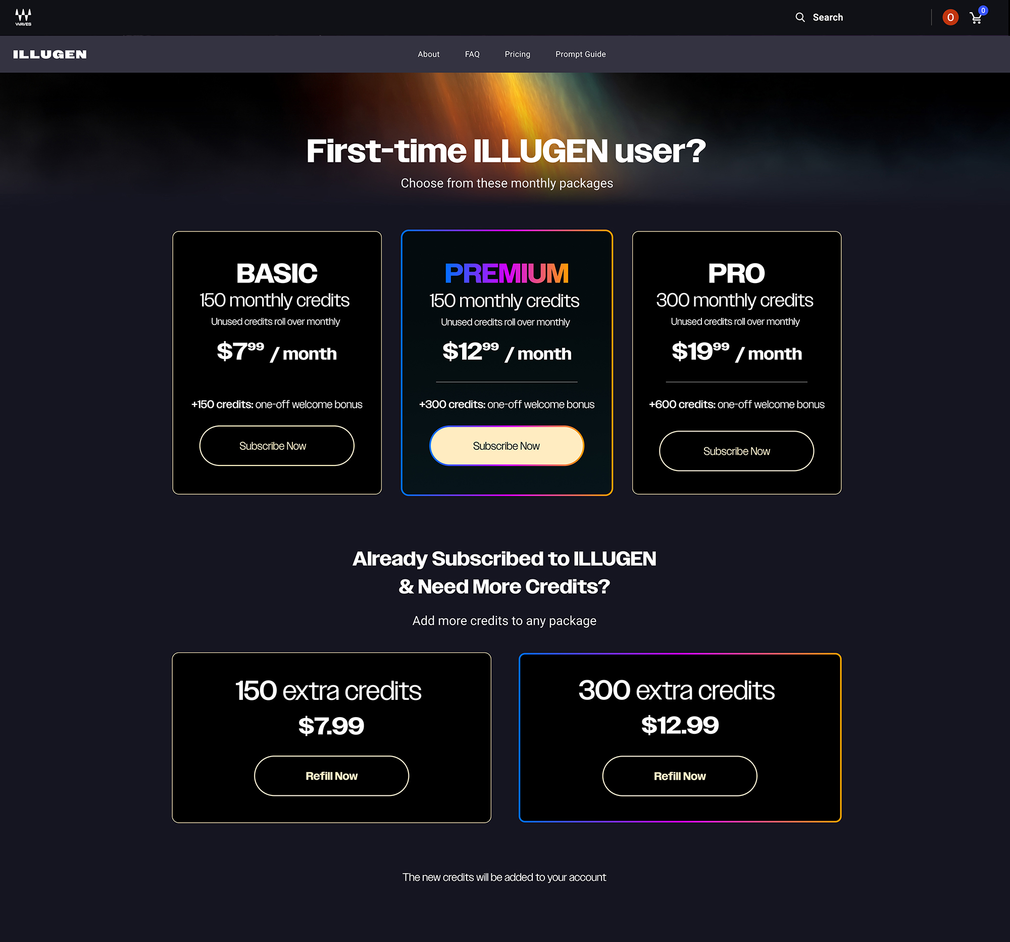 IlluGen pricing page — full desktop page