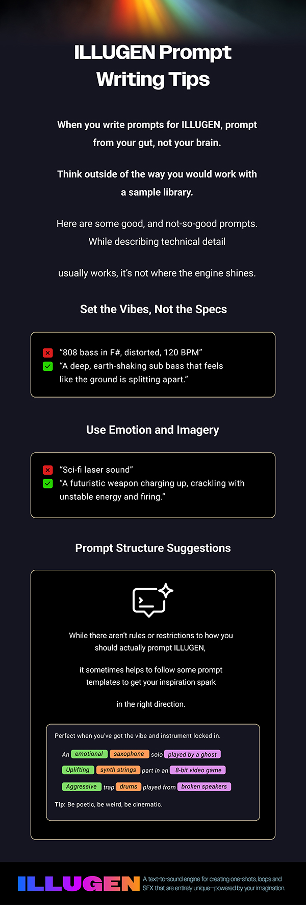 IlluGen prompt writing tips page — full mobile page