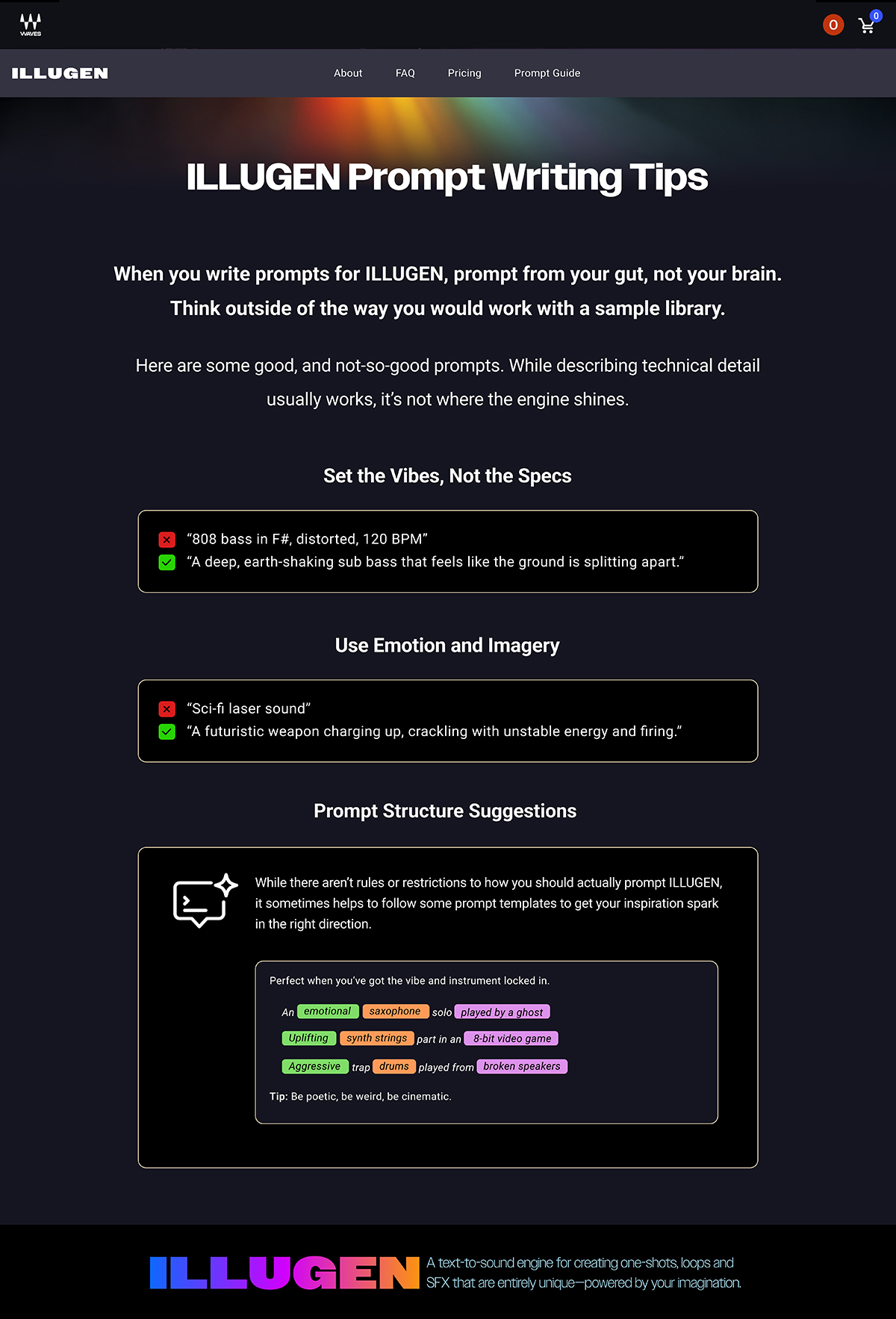 IlluGen prompt writing tips page — full tablet page