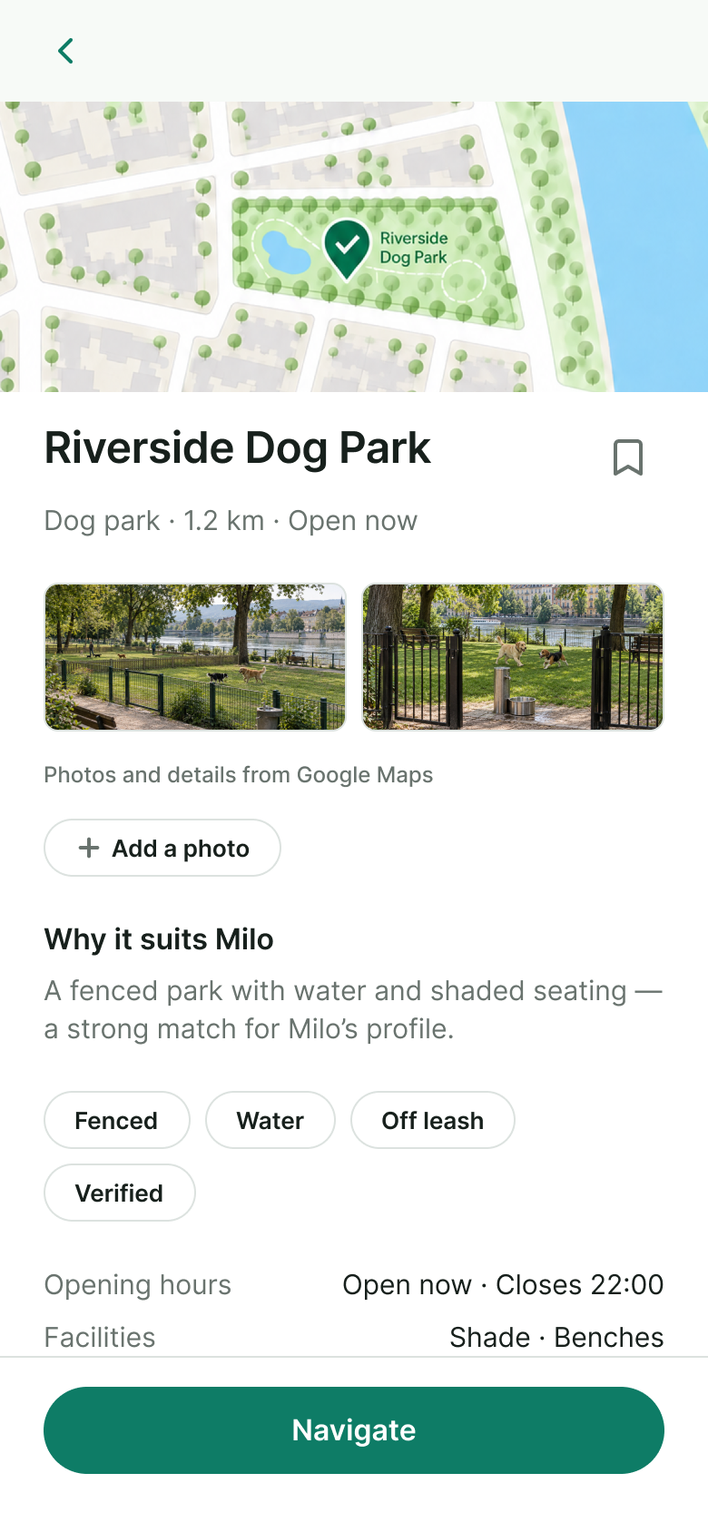 Place details screen