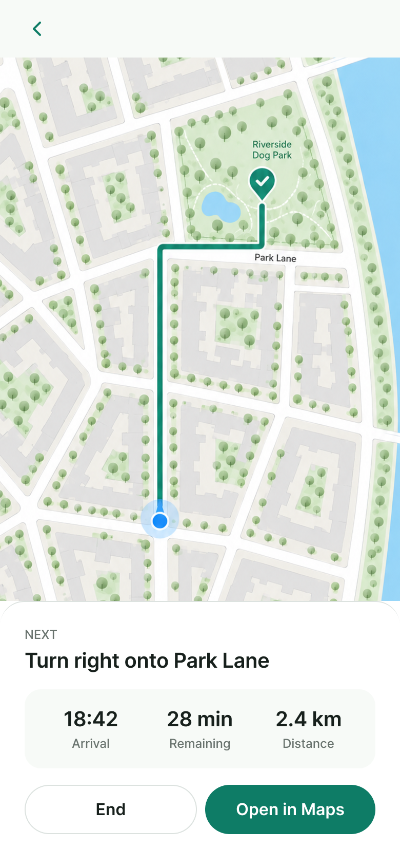 Active navigation screen