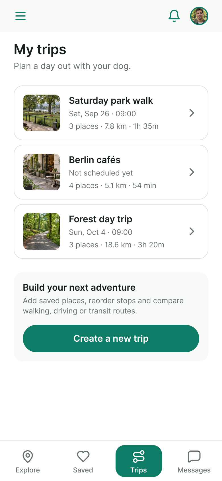 Trips screen