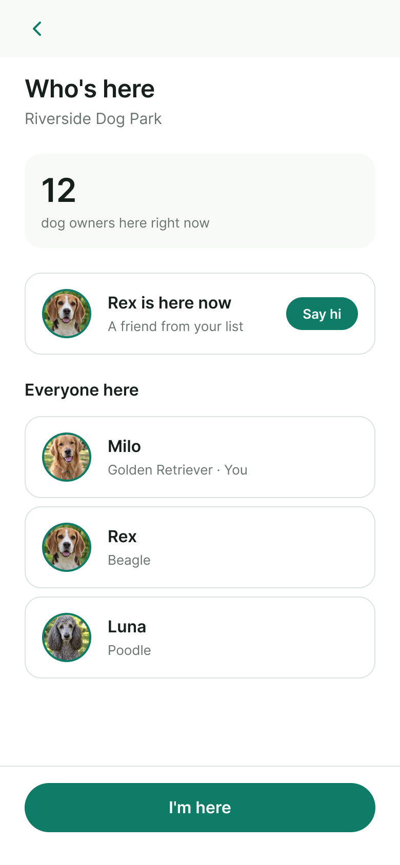 Who's here screen