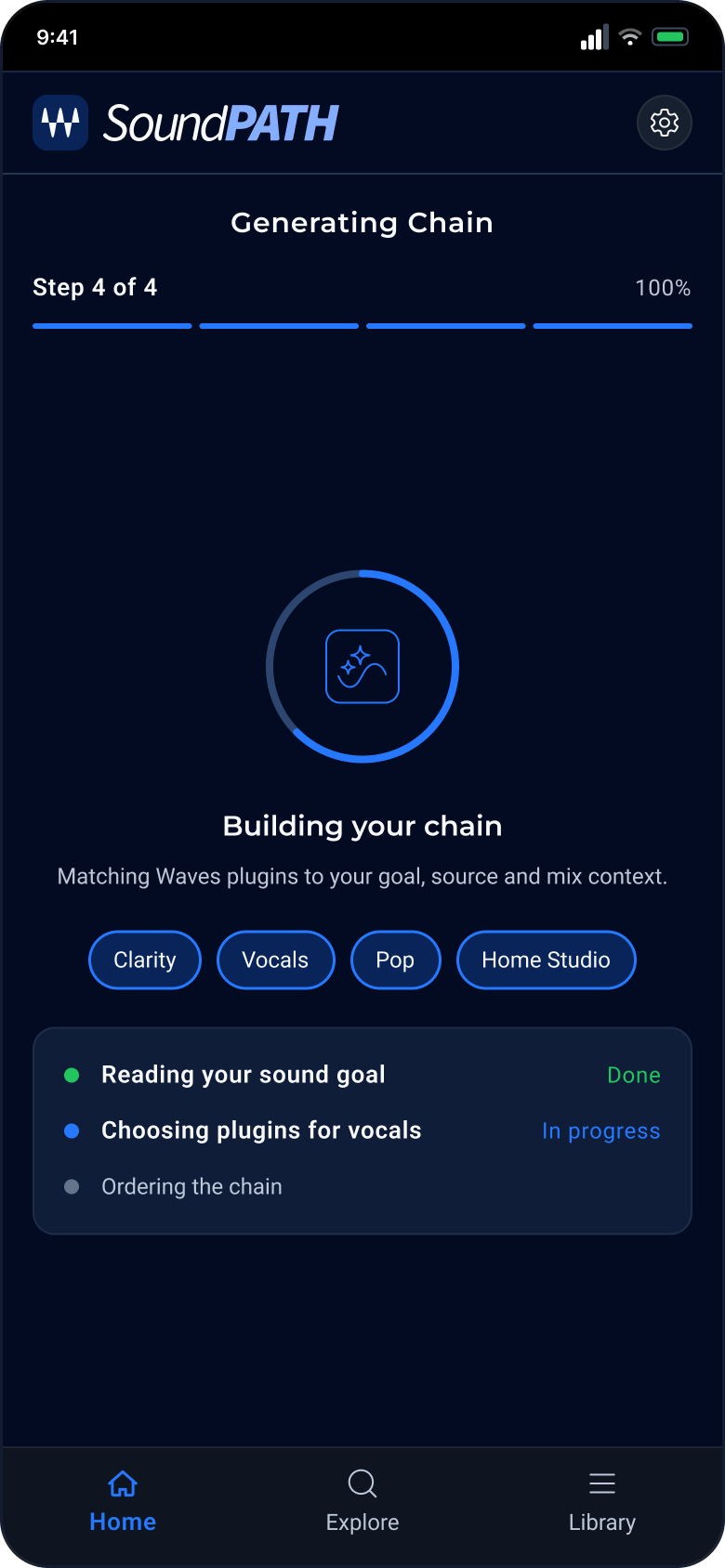 Generating chain screen