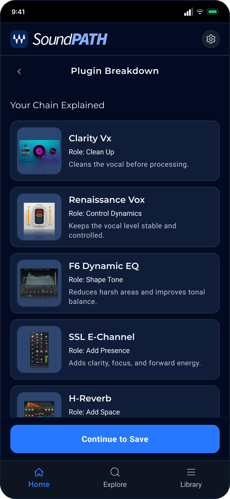 Plugin breakdown screen