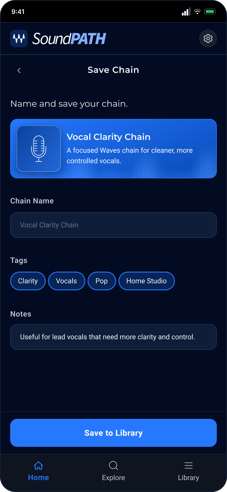 Save chain screen