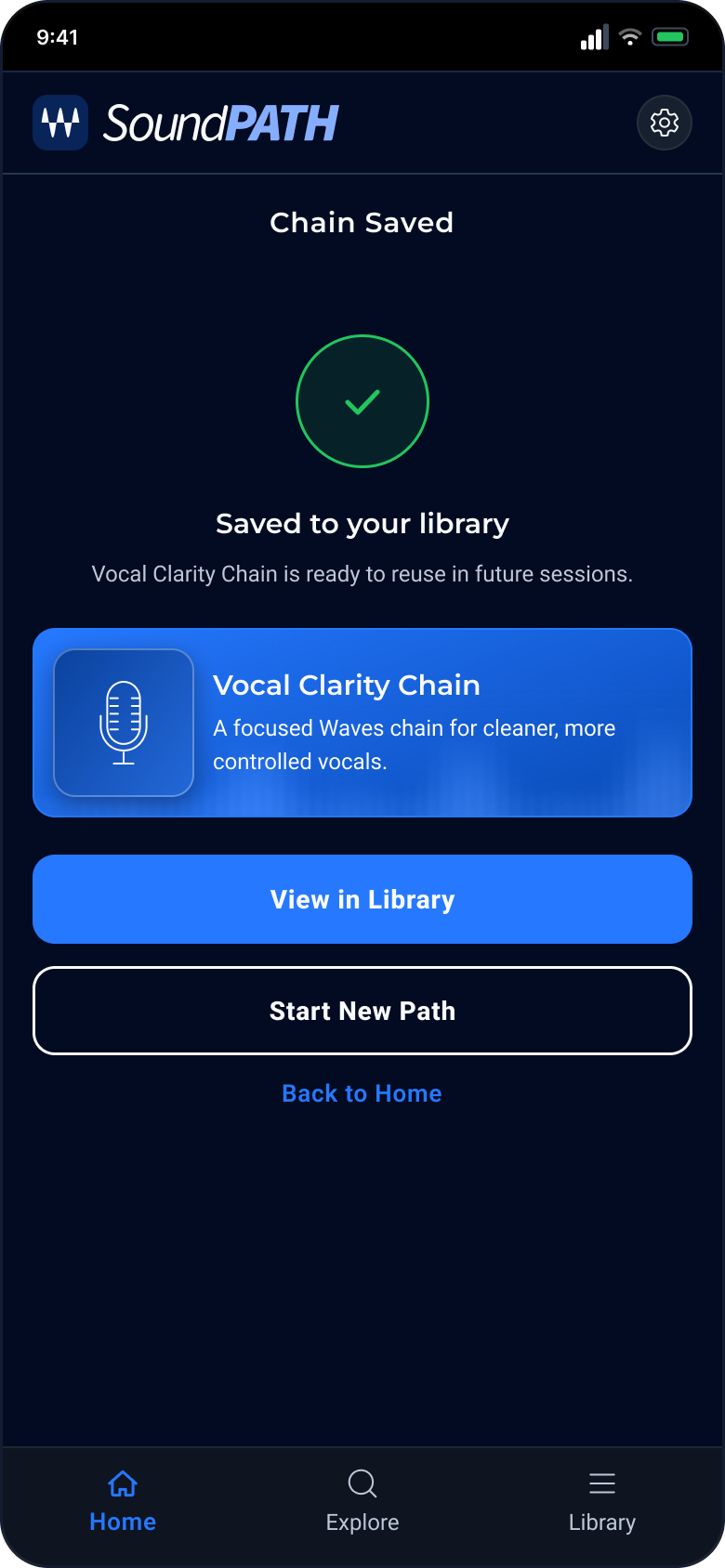 Chain saved screen