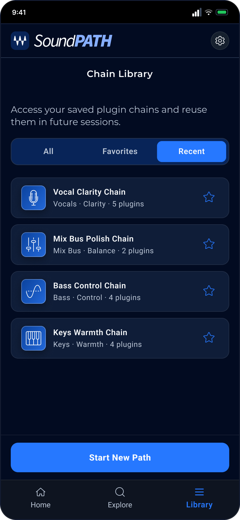 Recent screen