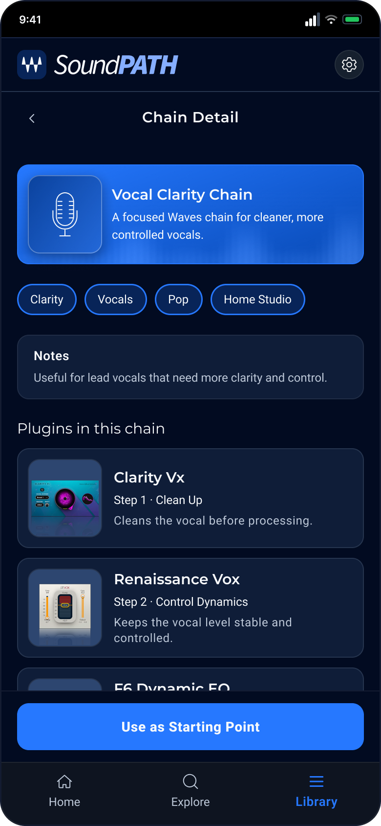 Chain detail screen