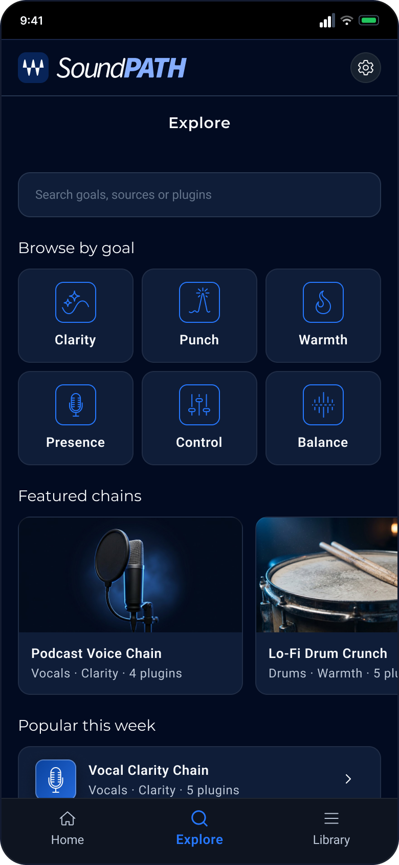 Explore screen