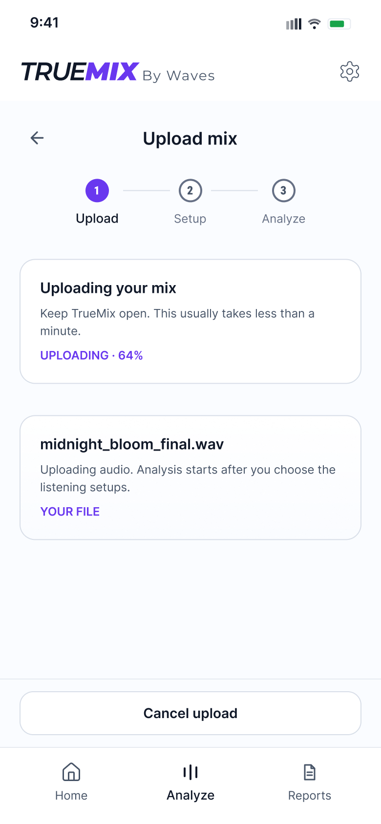 Uploading screen