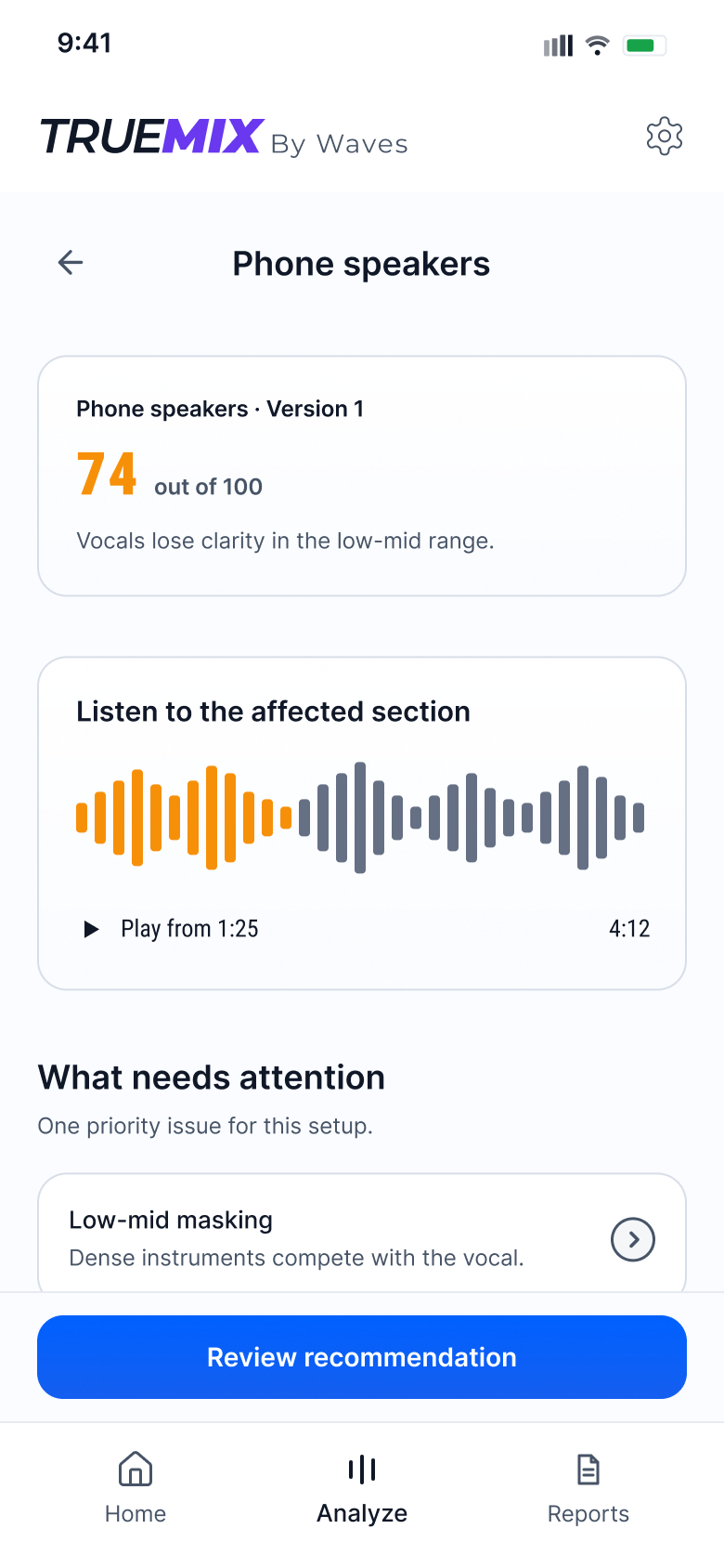 Setup details screen
