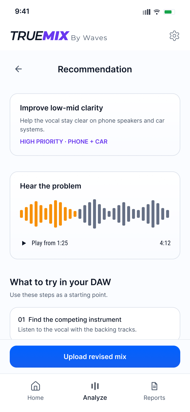 Recommendation details screen