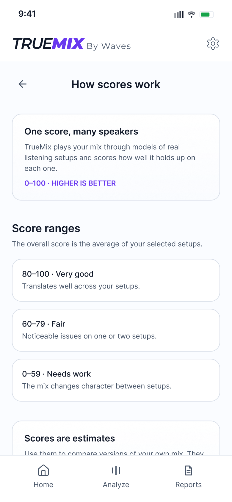 How scores work screen